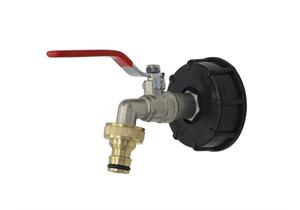 IBC Stutzen / Kappe / Deckel S60 zu Tank mit 3/4" Kugelhahn + 1" Stecknippel Messing