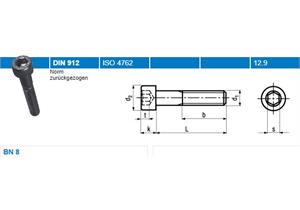 Inbus Zylinderschrauben mit Teilgewinde BN8 12,9 M3 x25