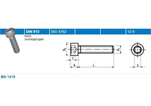 Inbus Zylinderschrauben mit Vollgewinde BN1419 dacromet 12,9 M6 x 30