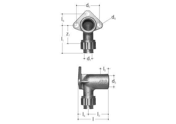 JRG Armaturenanschluss, einfach aus Rotguss, mit Innengewinde 1/2"-16-50