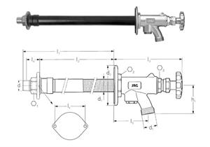 JRG frostsicheres Gartenventil ohne Schlauchverschraubung 1/2"für Wand 120 - 298mm