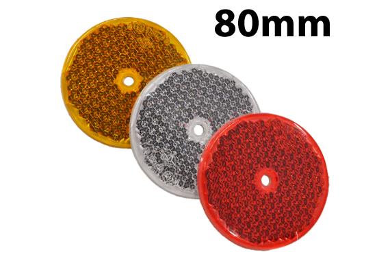 Kraftfahrzeug Rückstrahler rund Ø 80 mm gelb mit Befestigungsloch 6,5mm - 039
