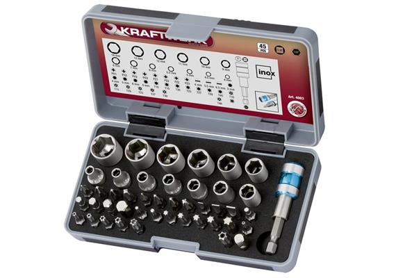 KRAFTWERK 45-t. Stecknuss- + Bit-Satz rostfrei 4003