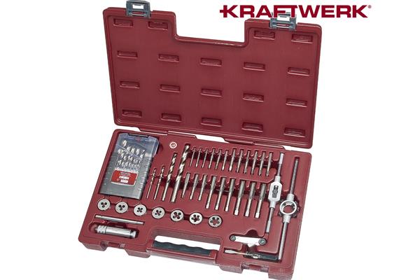 KRAFTWERK Bohrer-+Gewindeschneidwerkzeugkoffer 56-tig. HSS-G M3 - M12
