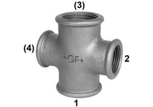 Kreuz reduziert - Innengewinde verzinkt +GF+ Nr. 180 1 - 1/2 - 1 - 1/2"