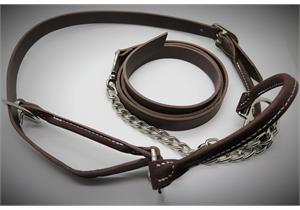 Kuhhalfter aus Leder mit Führleine in Braun - EMME