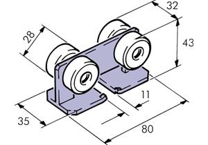 Laufwagen EKU Porta für 300kg Kugellager 35/43/80 H