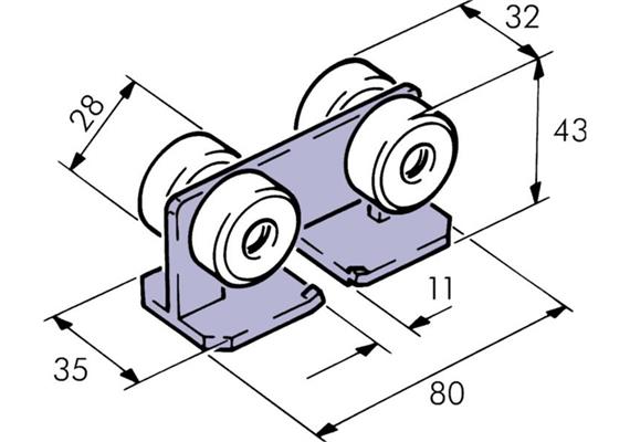 Laufwagen EKU Porta für 300kg Kugellager 35/43/80 H