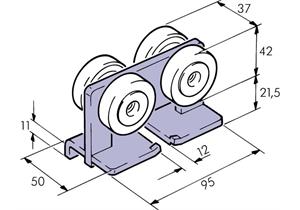 Laufwagen EKU Porta für 600kg Kugellager 50/64/95 H