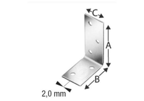 Lochplattenwinkel BMF L 60 H 60 B 50 S 2 mm