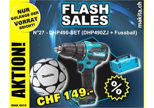 MAKITA Akku-Schlagbohrschrauber LXT DHP490-SET + Fussball 18V 50/27Nm 1900U/min - MAK
