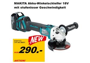 Makita Akku Winkelschleifer DGA513ZJ Ø125mm 18V Li-Ion stufenlose Geschwindigkeit