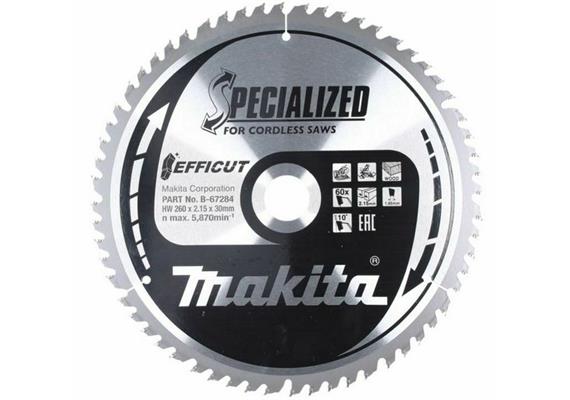 Makita B-67234 Hartmetall Sägeblatt 260 x 30 x 60Z Holz Efficut für Akku-Maschinen