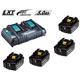 MAKITA Energypack 18V mit 4 Akku 5Ah BL1850B + Doppelladegerät DC18RD (SystemKIT) - MAK