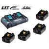 MAKITA Energypack 18V mit 4 Akku 5Ah BL1850B + Doppelladegerät DC18RD (SystemKIT)