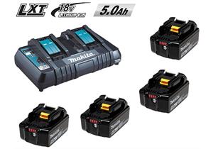 MAKITA Energypack 18V mit 4 Akku 5Ah BL1850B + Doppelladegerät DC18RD (SystemKIT)