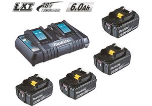 MAKITA Energypack 18V mit 4 Akku 6Ah BL1860B + Doppelladegerät DC18RD (SystemKIT)