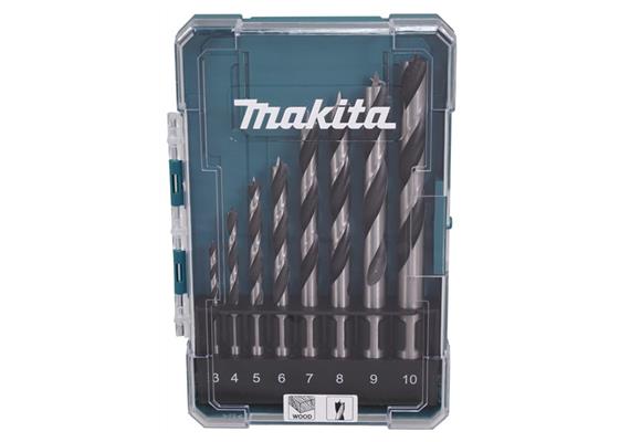 MAKITA Set Holzbohrer mit Rundschaft D-77257 Ø 3 bis Ø 10 mm für Hart + Weichholz - 285