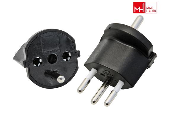 MAX HAURI Geräte Stecker Adapter T12 CH-D Schweiz - Deutschland Schu 3-polig 230V 10A max.