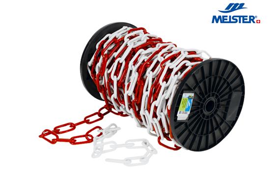 MEISTER Absperrkette rot/weiss Ø 6 mm Stahl C 43 x 22 x 6 mm (Rolle 30 m) - 057