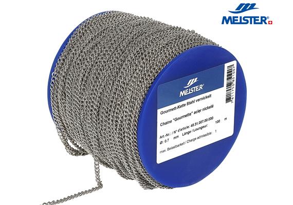 MEISTER Gourmettekette Stahl Ø 0.7 mm vernickelt (Rolle 100 m) MBL 1kg - 305