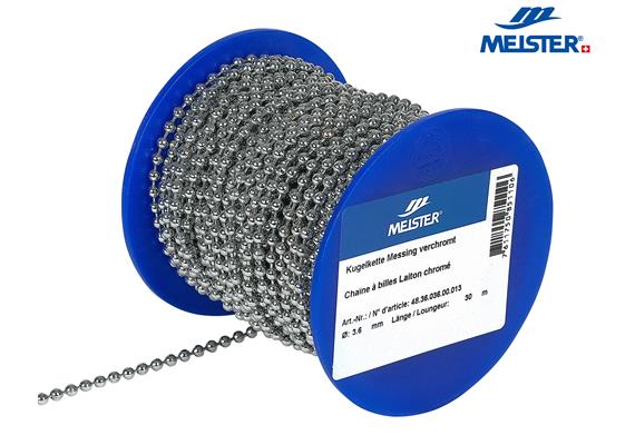 MEISTER Kugelkette Messing Ø 3.6 mm verchromt (Rolle 30 m)