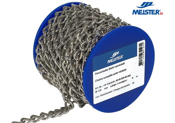 MEISTER Panzerkette Stahl Ø 2.5 mm vernickelt (Rolle 8 m) Belastbarkeit 16 kg - 305