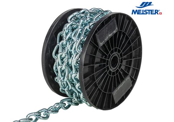 MEISTER Rundstahlkette A Stahl Ø 6 mm verzinkt (Rolle 10 m) Glied 24 x 23 mm MBL640kg