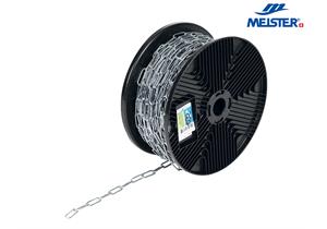 MEISTER Rundstahlkette C Stahl Ø 4 mm verzinkt (Rolle 58 m) Glied 32 x 16 mm MBL100kg