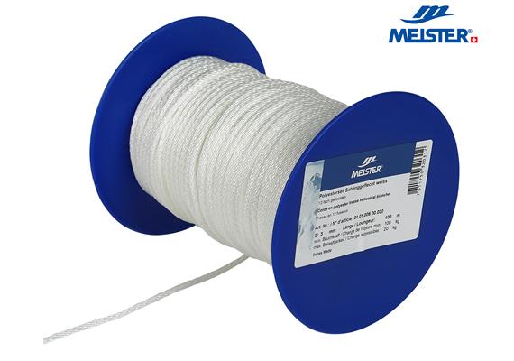MEISTER Seil Polyester Ø 3 mm weiss (Rolle 100 m) Schlinggeflecht MBL100kg - 296