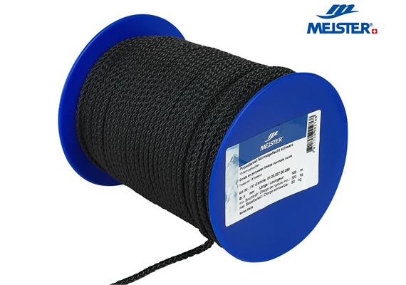 MEISTER Seil Polyester Ø 4 mm schwarz (Rolle 100 m) hohe Festigkeit MBL 300kg - 057