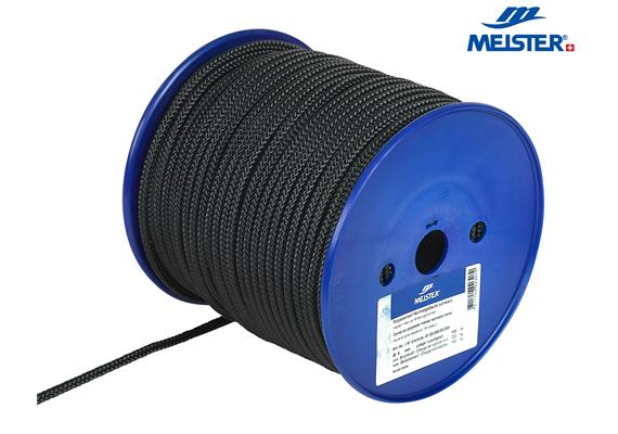 MEISTER Seil Polyester Ø 6 mm schwarz (Rolle 100 m) hohe Festigkeit MBL 700kg - 057