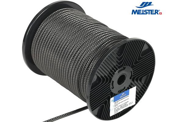 MEISTER Seil Polyester Ø 8 mm schwarz (Rolle 100 m) Recycling OceanYarn MBL1350kg - 057