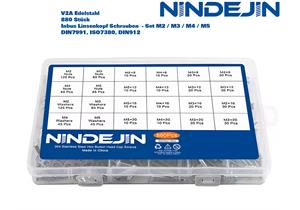 NINDEJIN Inbus Linsenkopf-Schrauben Set 880 Stk. M2/M3/M4/M5 V2A Edelstahl