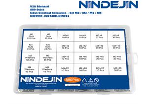 NINDEJIN Inbus Senkschrauben Set 880 Stk. M2/M3/M4/M5 V2A Edelstahl