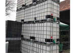 Occ. 1000l IBC Container PE-HD mit Stahltransportgestell, gewaschen, stapelbar - 147