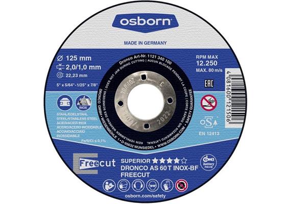 OSBORN Trennscheibe Superior AS 60 T für Metalle und Inox Stahl Ø 125 x 2 x 22.2mm