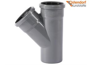 OSTENDORF KUNSTSTOFFE Abzweiger grau Ø 90/90 mm 45° PP HTsafeEA