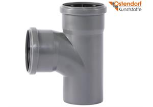 OSTENDORF KUNSTSTOFFE Abzweiger grau Ø 90/90 mm 87,5° PP HTsafeEA 90°