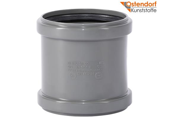 OSTENDORF KUNSTSTOFFE Überschiebmuffe grau Ø 90 mm PP HTsafeU