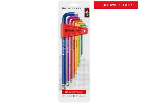 PB SWISS TOOLS Inbus- innensechskant- Schlüssel PB 212.LH-10 RB bis Gr. 10 farbig