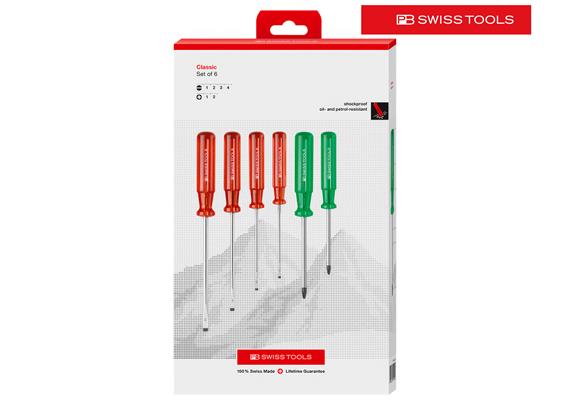 PB SWISS TOOLS Schraubenzieherset Pozidriv / Schlitz PB 1568 CBB Classic