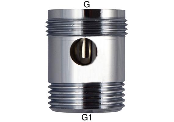 Rohrbelüfter zu SIGA Auslaufventil Messing G M28 x1.5 und G 3/4" Messing verchromt