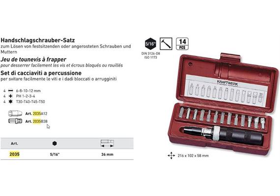 Schlagschraubenziehersatz Kraftwerk 15 teilig 5/16" - 285