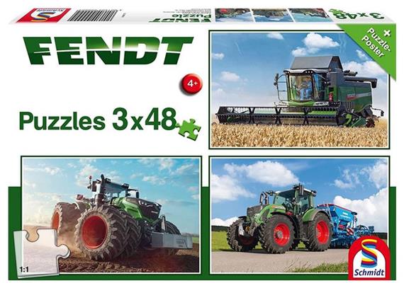 Schmidt 3 Puzzle Fendt 3x 48 Teile + Puzzle Poster