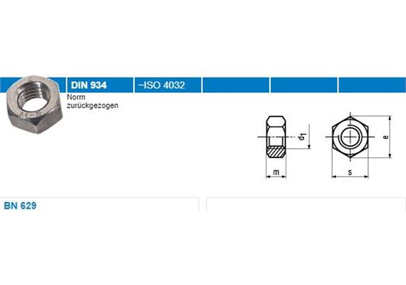 Sechskantmuttern Inox A4 BN629 0,8d M30 - ENG0