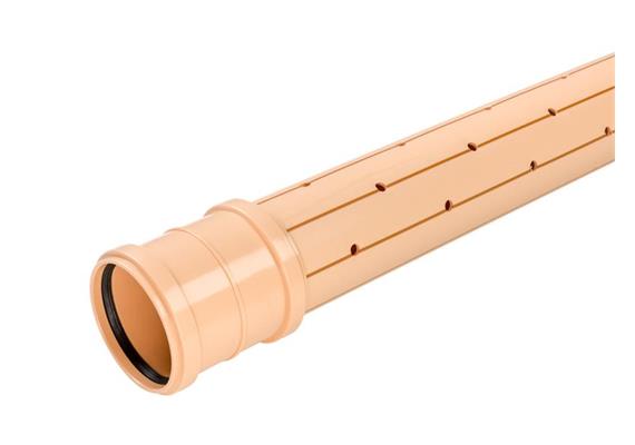 Sickerrohr gelocht PP beige SN8 NW110 Ø 110 x 3.8mm L 6m hellbraune Streifen inkl. Dicht,