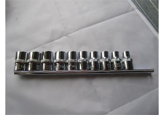 Steckschlüsseleinsätze KW 1/2" Combi 10-11-12-13-14-15-16-17-18 + 19mm auf Schiene