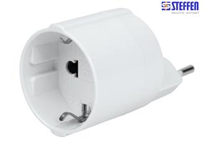 STEFFEN Reiseadapter Europa - Schweiz 3-polig dezentral max. 10A mit Sicherung ws