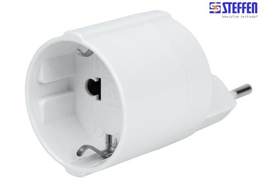 STEFFEN Reiseadapter Europa - Schweiz 3-polig dezentral max. 10A mit Sicherung ws